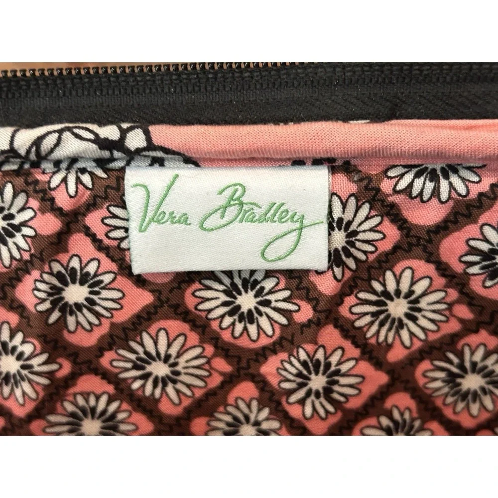 Vera Bradley Laptop Bag Mocha Rouge Zippered Tablet Sleeve Case 14x11 Pink Brown